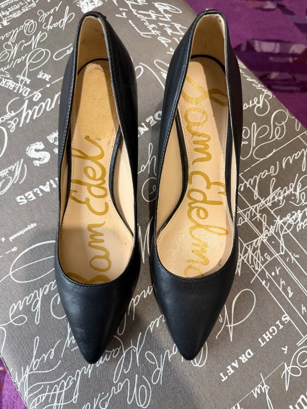 Sz 8 Sam Edelman Hazel Black Leather Pointed Toe Stiletto Pumps